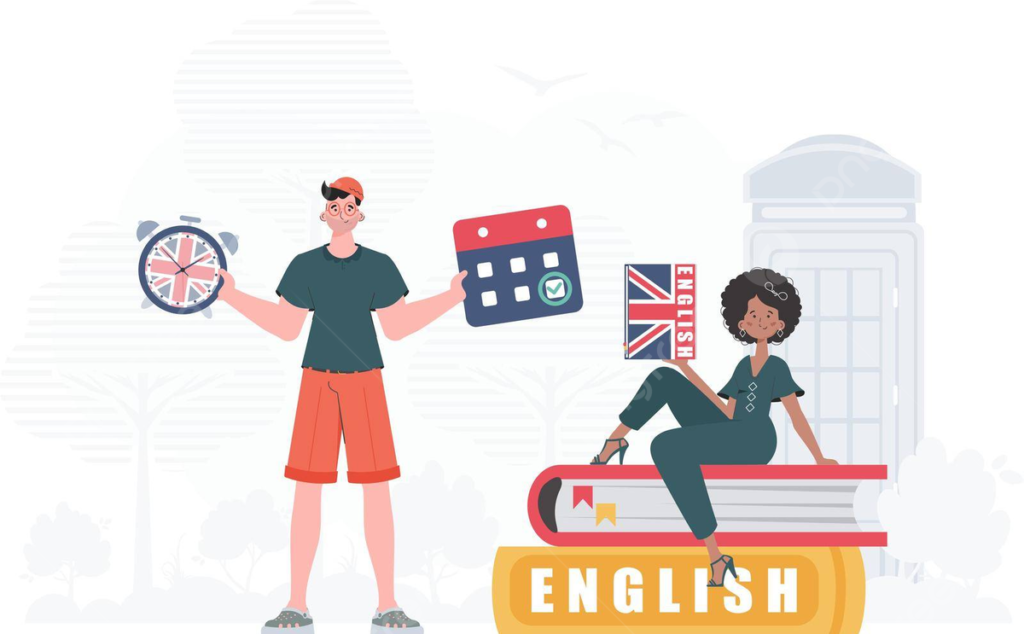 pngtree modern vector illustration of a male and female english teacher teaching png image 12807271